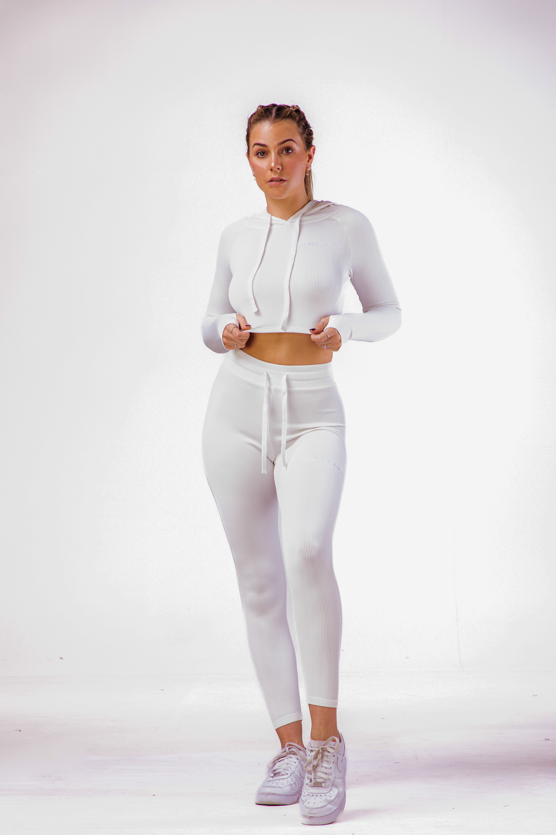 SCULPT HOODIE CROP - White