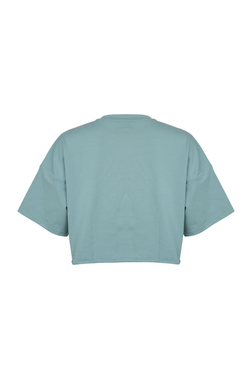 BOYFRIEND CROP TEE - Light Blue